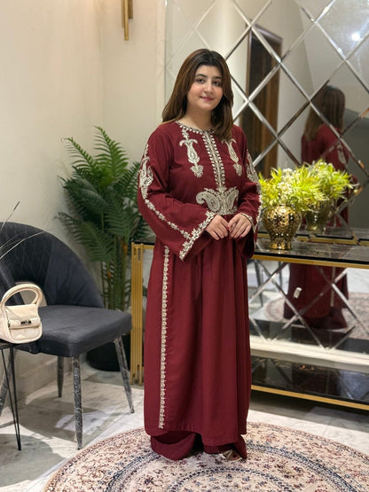 Alisha Maroon Embroidered 2pc