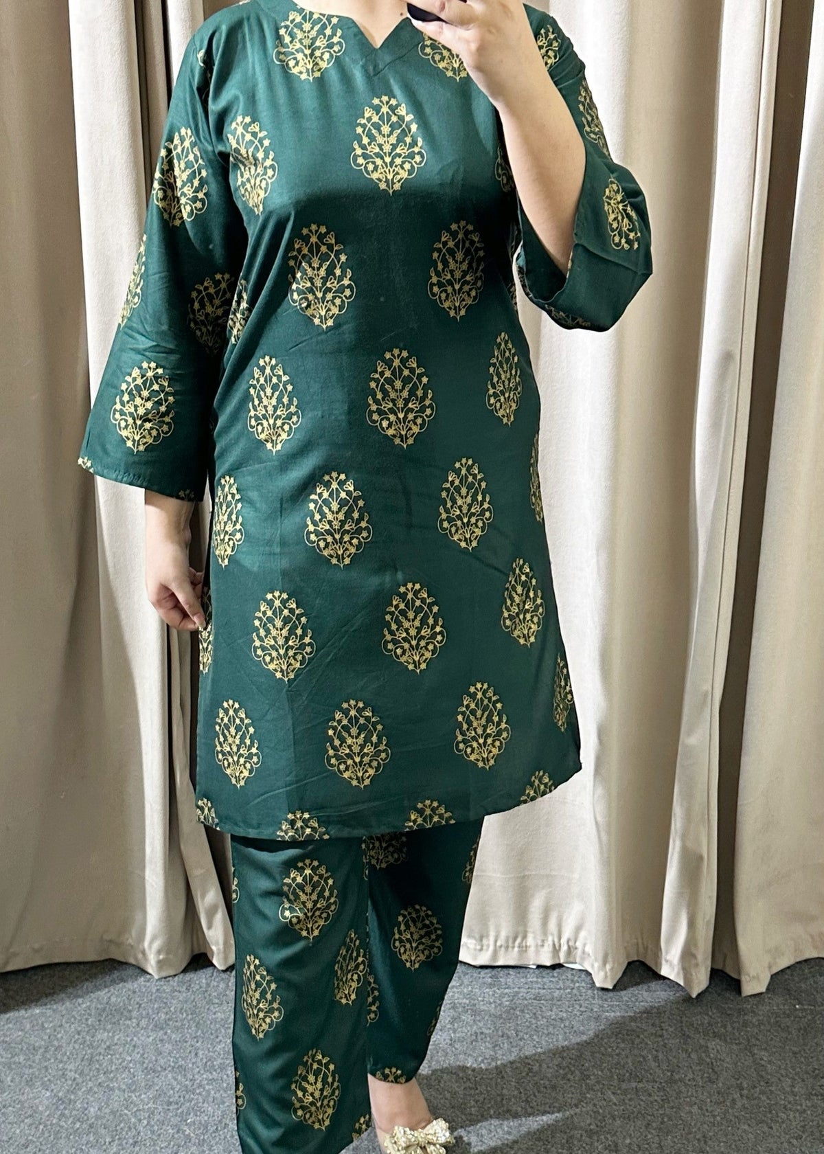 Green Floral 2pcs