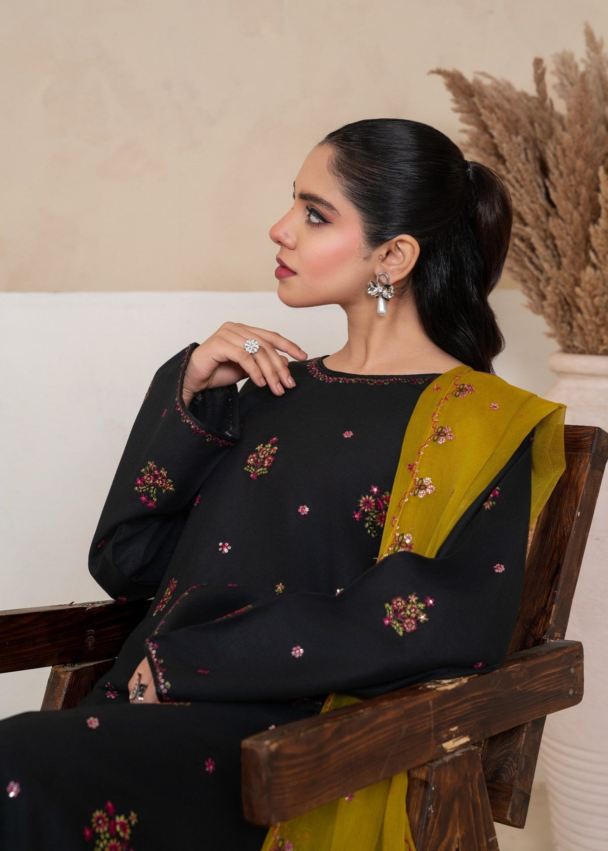 OLIVE EMBROIDERED 3PCS