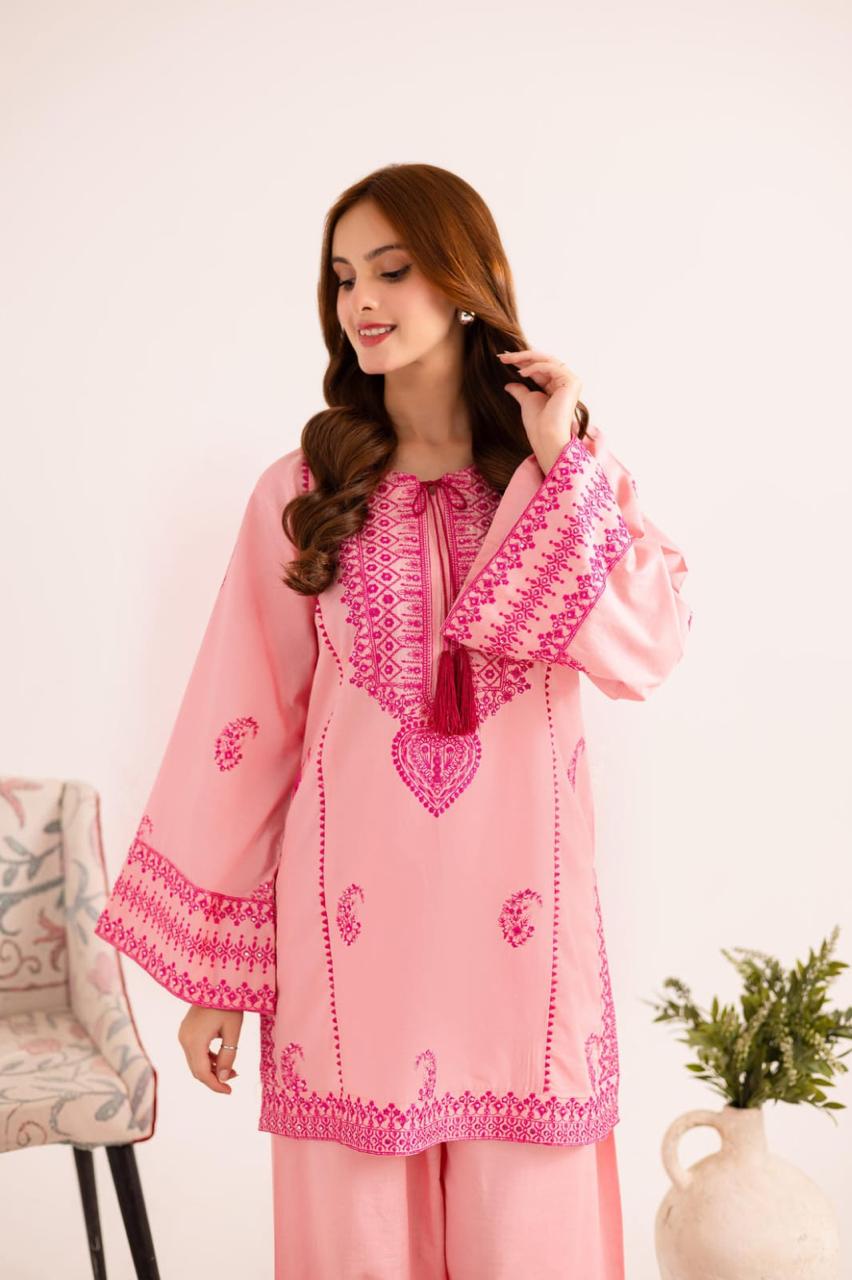 Jugun Pink Embroidered Co-Ord