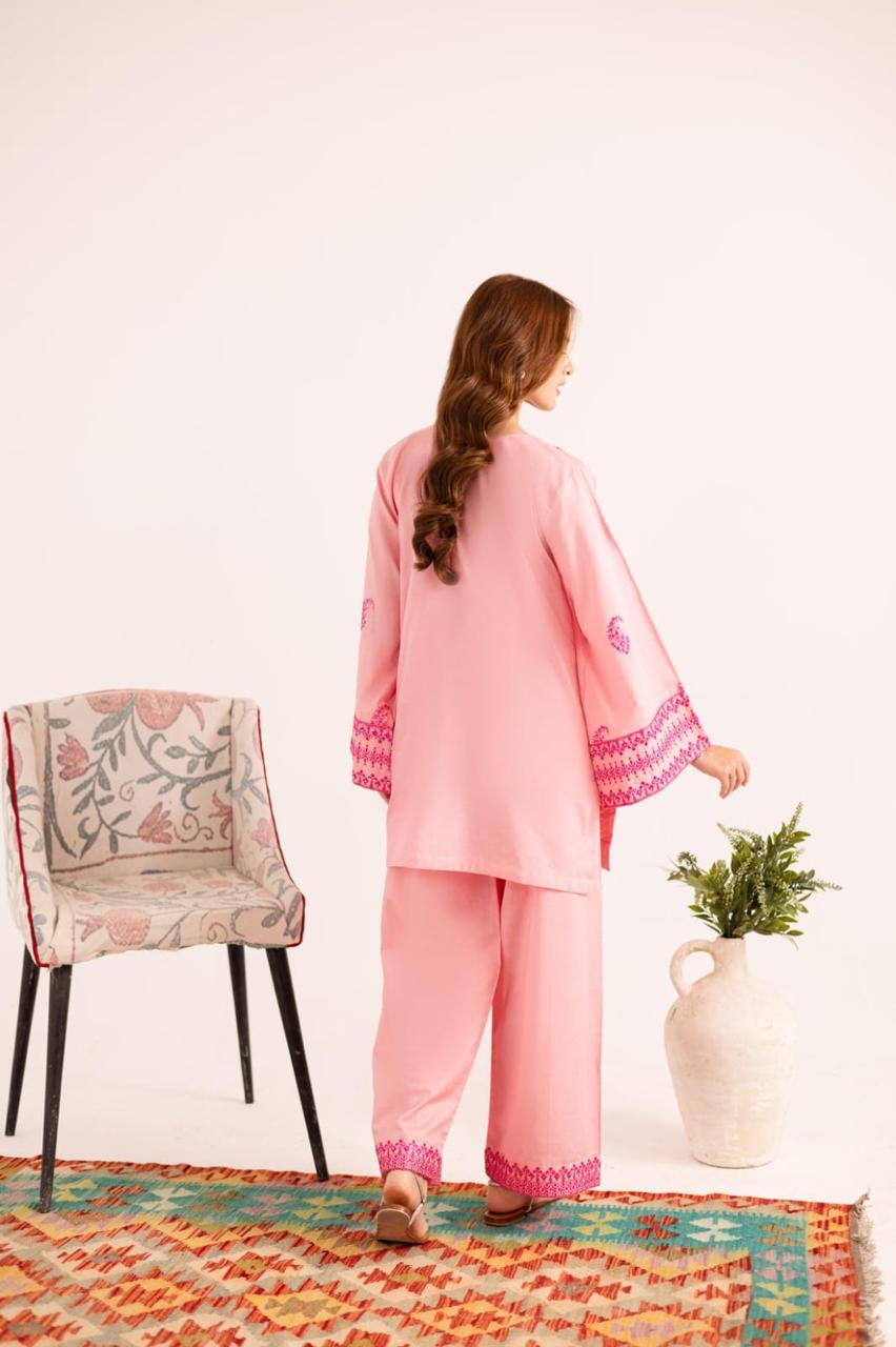Jugun Pink Embroidered Co-Ord