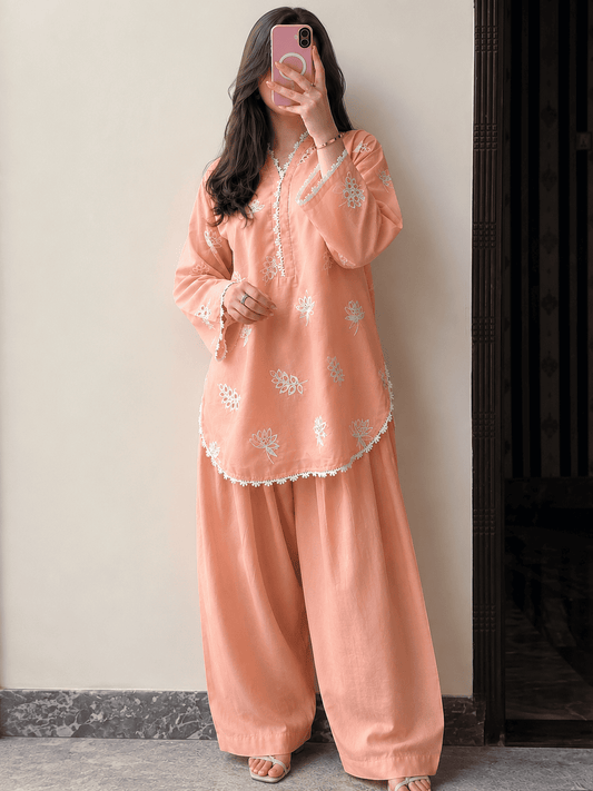 Ocean Sky Embroidered 3pc Tea Pink