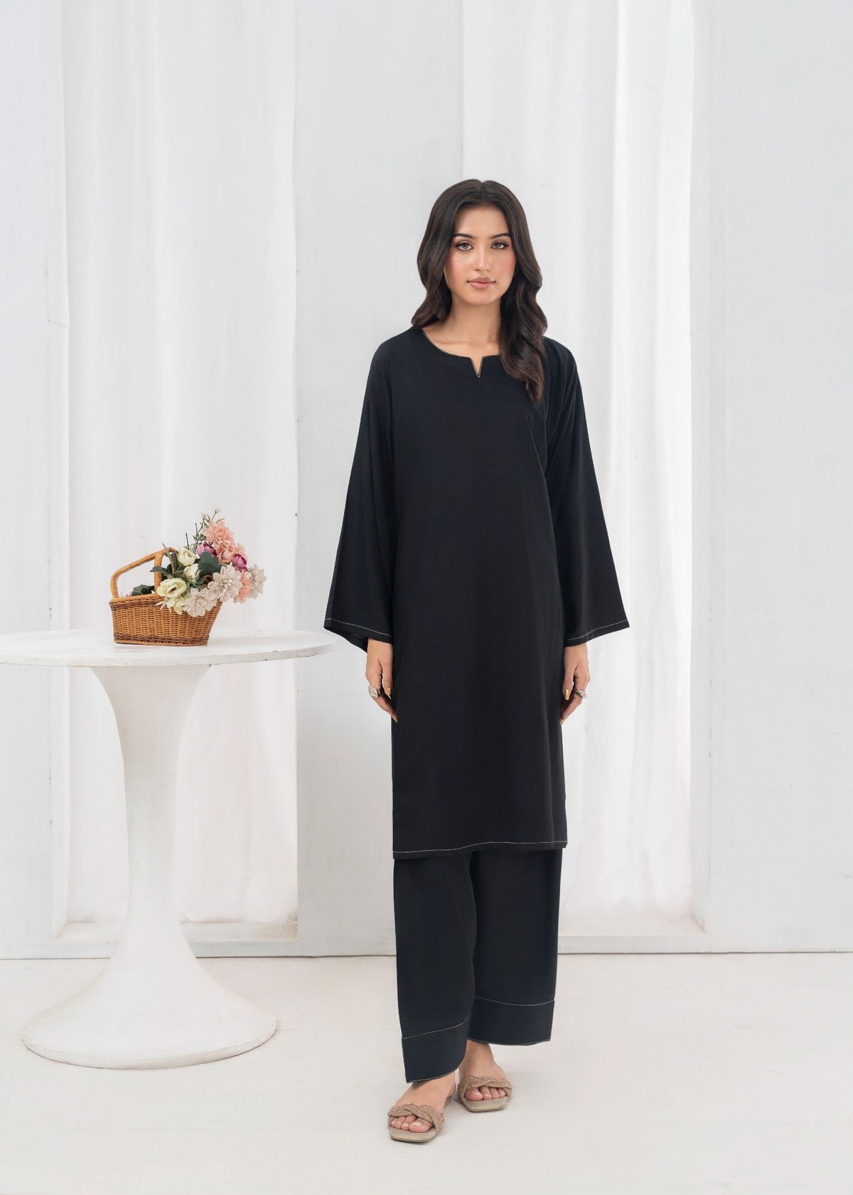 PLAIN BLACK FARSHI SHALWAR 2PCS