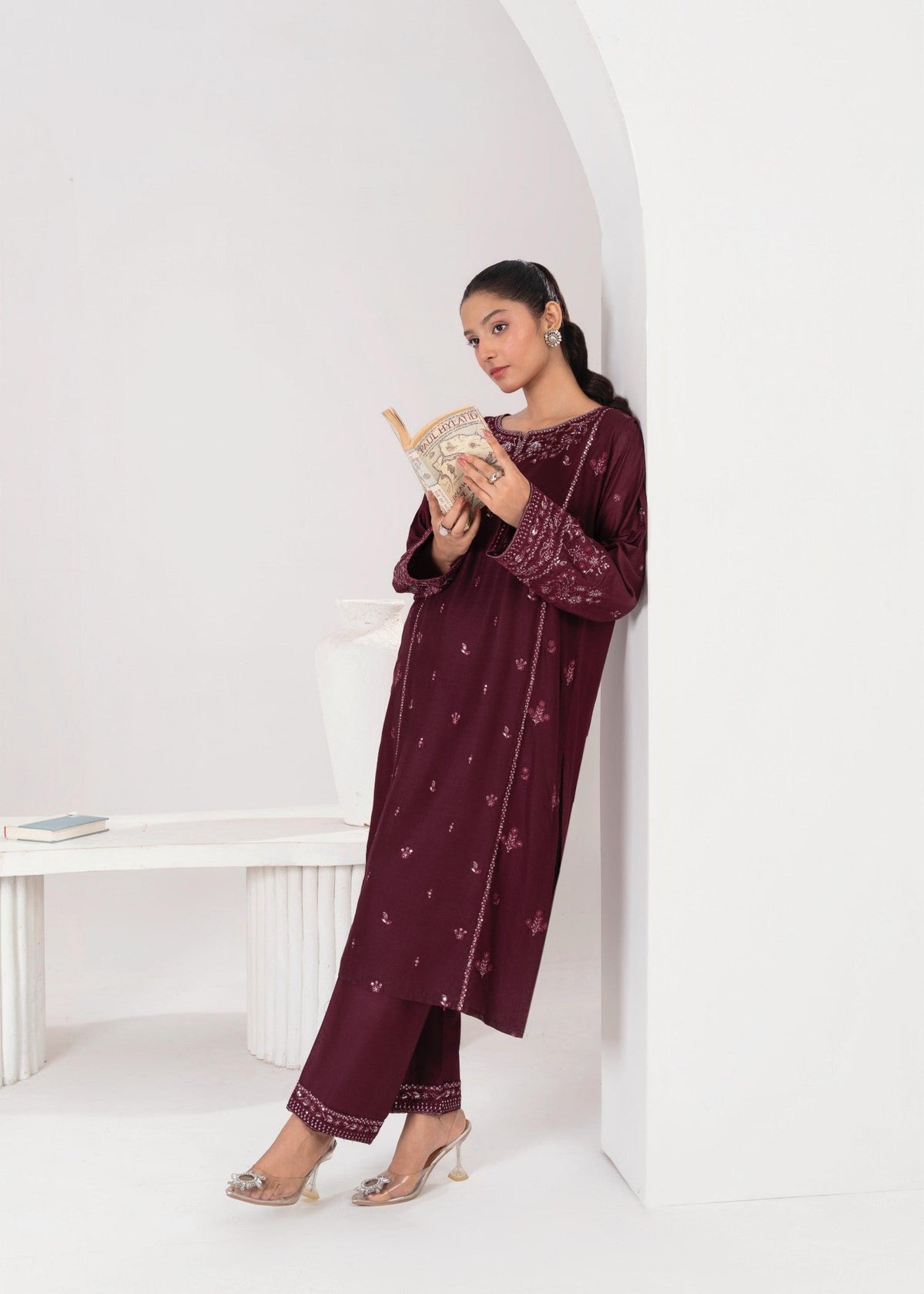 LARA EMBROIDERED 2PCS - PLUM