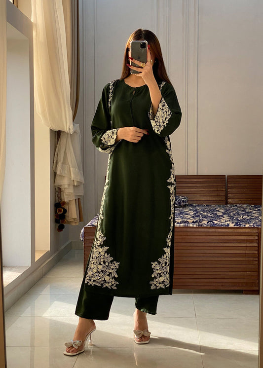 MARGARITA EMBROIDERED 2PCS Green