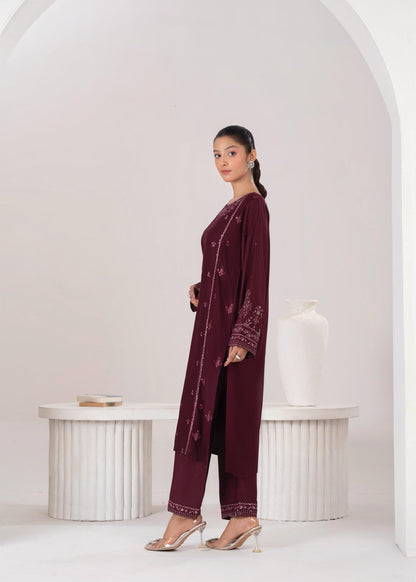 LARA EMBROIDERED 2PCS - PLUM